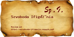 Szvoboda Ifigénia névjegykártya